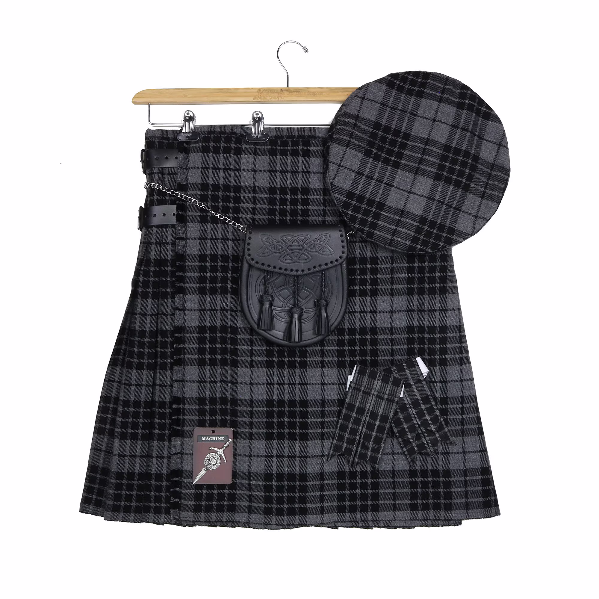 Night Watch Wool-Blend Homespun Tartan Kilt & Accessories Bundle