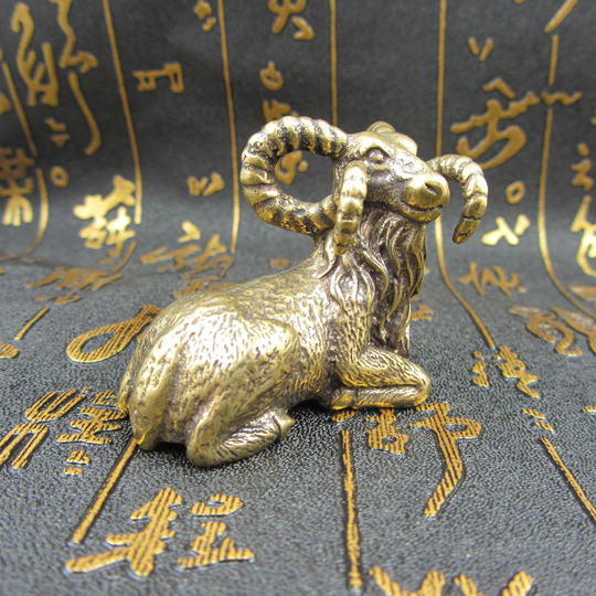 2" Vintage Solid Brass Gazelle Ram Sculpture Statue Sheep Figurine Figures Big Horn Animal Rare Desk Decor Paperweight Mountain Goats Craft