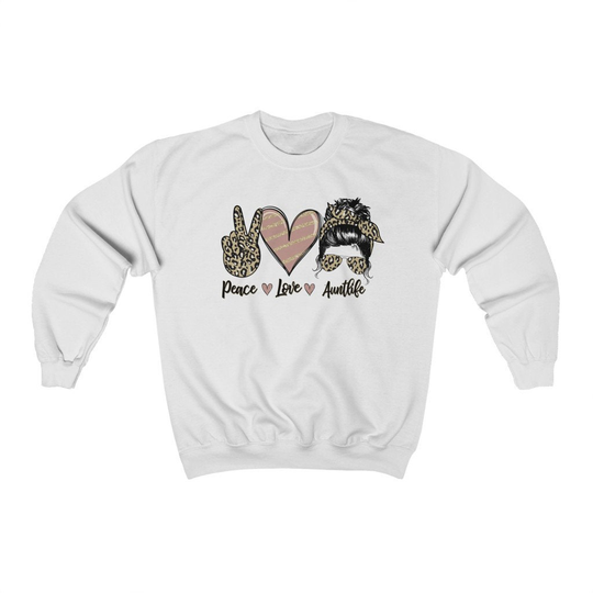 Peace Love Aunt Life Unisex Heavy Blend Crewneck Sweatshirt