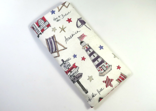 Lighthouse Fabric Bags, Patriotic Design July 4Th Light House Sunglasses Bag, Eyeglasses Bags