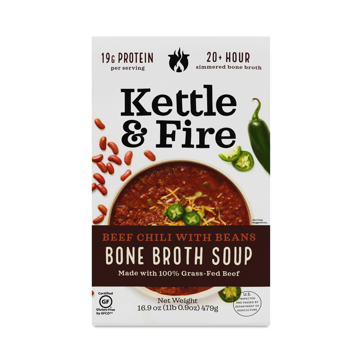 Kettle & Fire Grass-Fed Beef Chili with Beans 16.9 oz carton