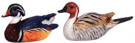 112 Dollhouse Miniature Duck Decoys Set/2 Az T8524