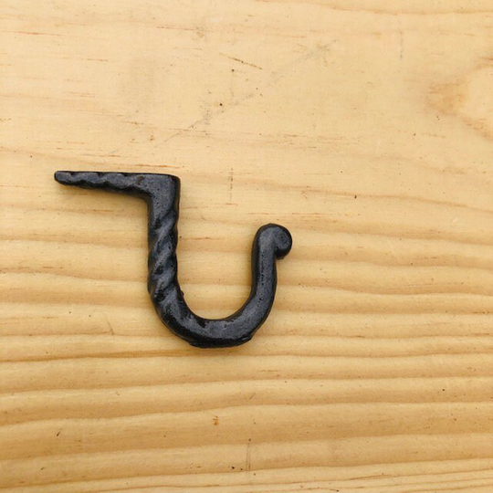 Hand Forged Hooks, Nail in Hook, Glazed Iron, Mug Coat Cap, Hat, 1.5" Long