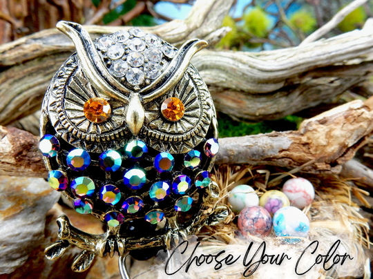Bling Owl Badge Reel, Rhinestone Holder, Retractable Designer, Nurse Jewelry, Gift, Rn Bsn Gift Ideas