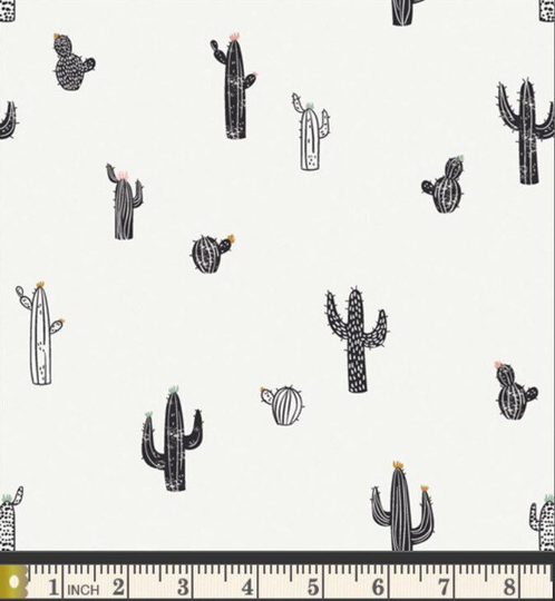 Cactus Stamps/Pacha Collection Art Gallery Fabrics Black Designs Neutral Fabrics Blender Cacti