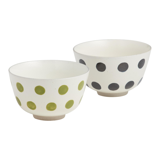 Polka Dot Noodle Bowl: Blue - Stoneware by World Market