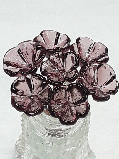 Dark Rose' Wine Bellflower | #042 Miniature Glass Flower Headpins ~ Tiny, Small Flowers On Wire