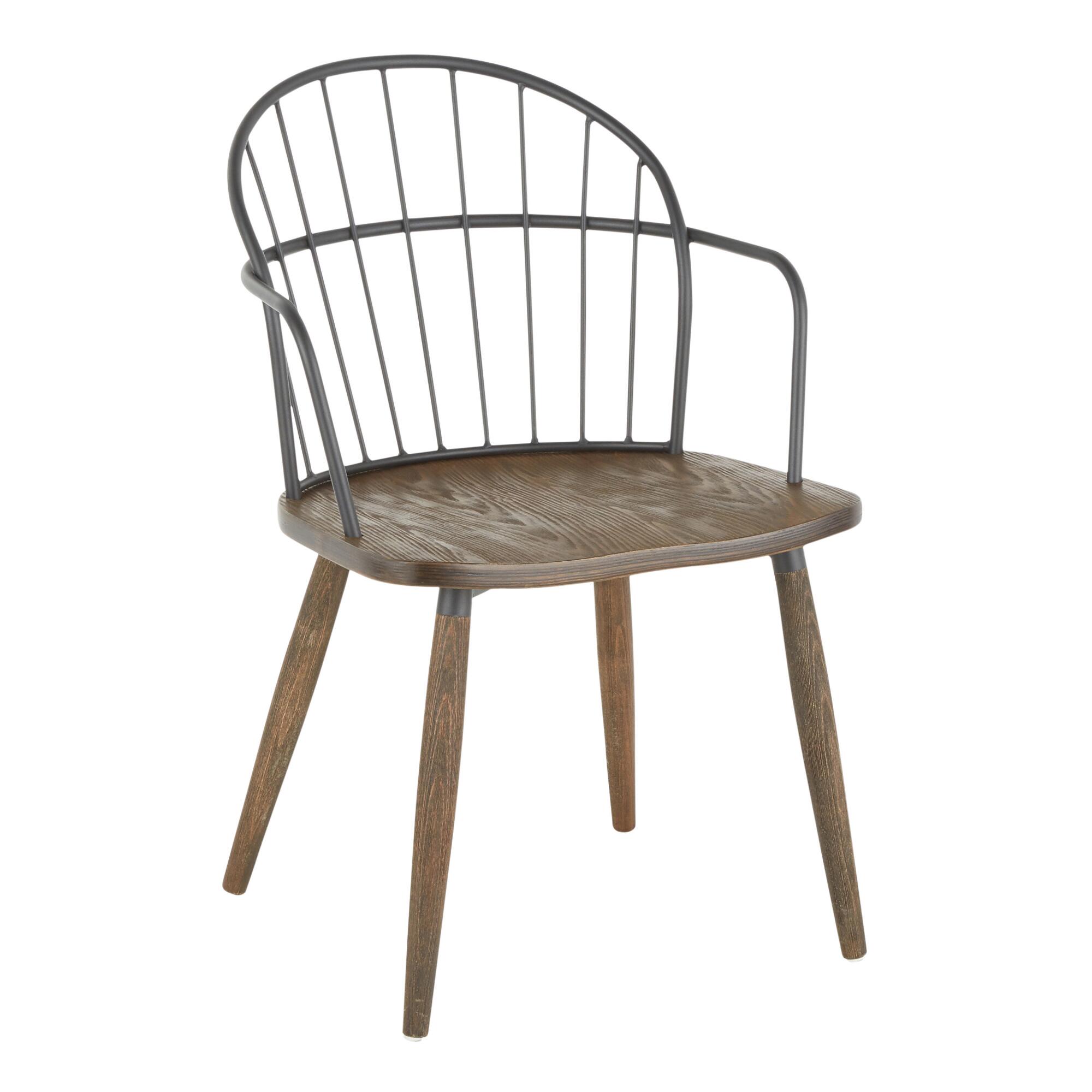 Black Metal And Walnut Melvin Dining Chair: Black/Brown by World Market
