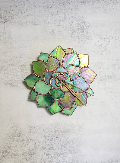 stained Glass Succulent Clock
