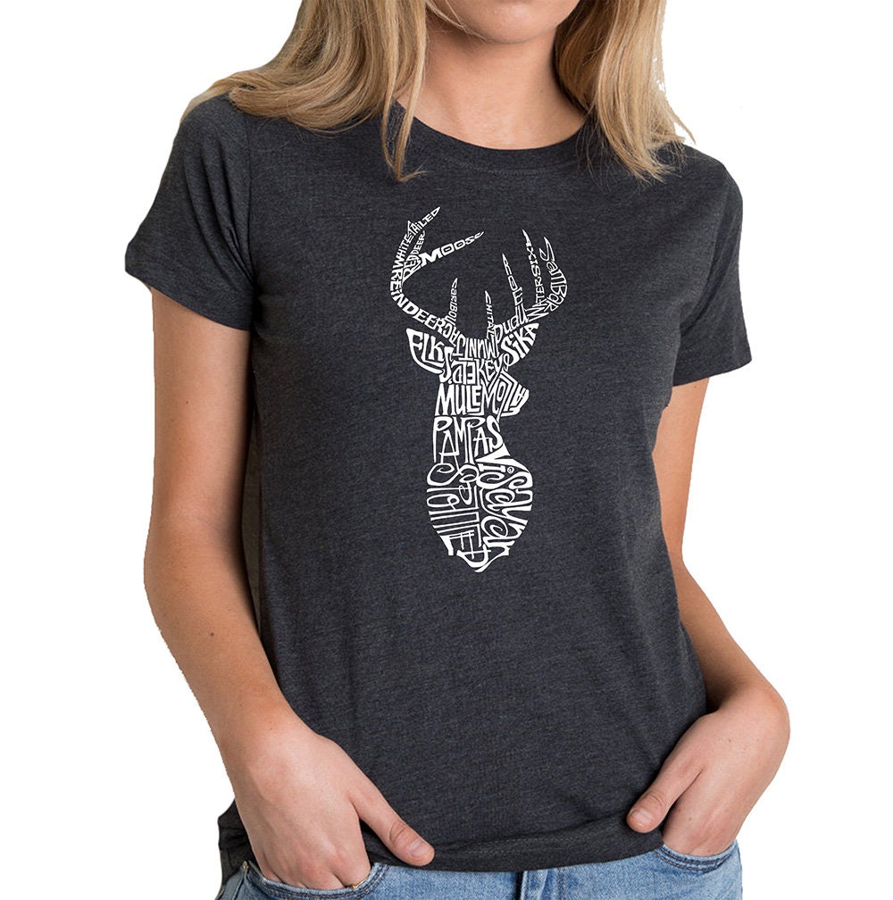 Women's Premium Blend Word Art T-Shirt - Types Of Deer