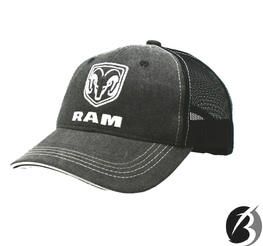 Hat - Ram Trucks Vented Trucker Style Mesh Cap Black & Blue Free Shipping