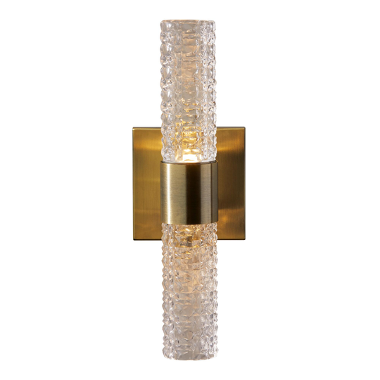 Antique Brass and Textured Glass LED Harriet Wall Sconce: Metallic by World Market