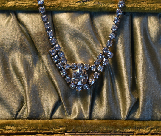 Vintage Rhinestone Jewelry, Mid Century Jewelry, Wedding Necklace, Rhinestone Earrings, Sparkle Set