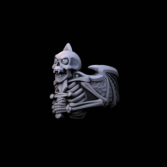 Skeleton Skull Ring, Silver Gold Ram Ring Ii Gold Silver 10K 14K 18K 24K Platinum I