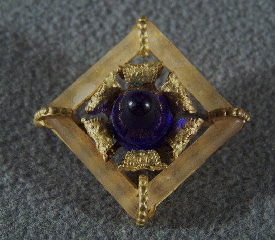 Vintage Victorian Blue Stone Camphor Glass Pin Brooch