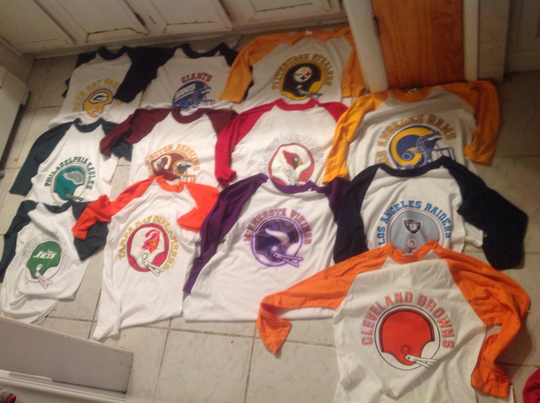 Vintage Deadstock T Tee Shirts Made USA Football Teams Baseball Style Ringer 3/4 Sleeve 50/50 Blend Sportswear Soffee Russell Pick 1 Sneaker