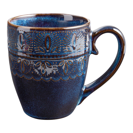 Indigo Blue Embossed Willow Mug - Stoneware by World Market