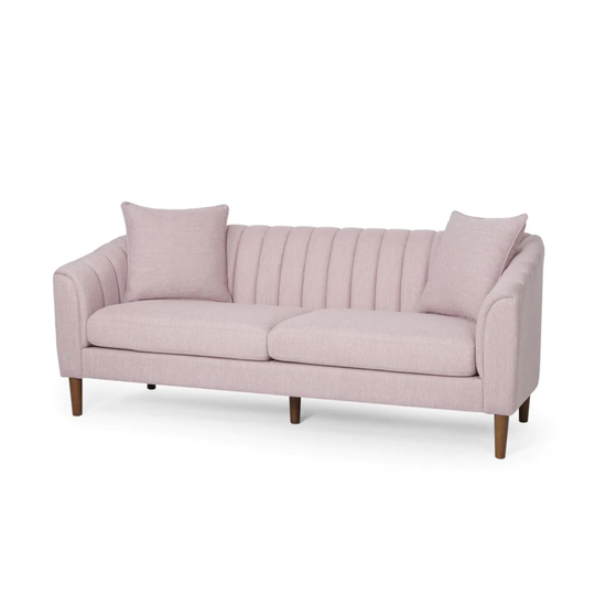 Best Selling Home Decor Antonia Modern Light Blush and Dark Brown Polyester/Blend Sofa in Pink | 310766