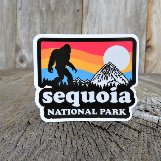 Sequoia National Park California Sticker Bigfoot Souvenir Waterproof Travel Water Bottle Laptop