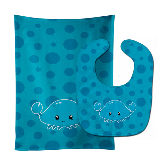 Caroline's Treasures BB8897STBU Nautical Crab Baby Bib & Burp Cloth, 11 x 18", multicolor
