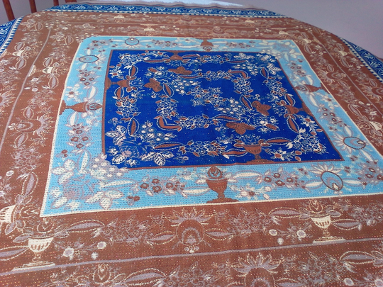 Vintage Blue & Brown Oscar De La Renta For Accessory Street Wool Lurex Scarf Back To School