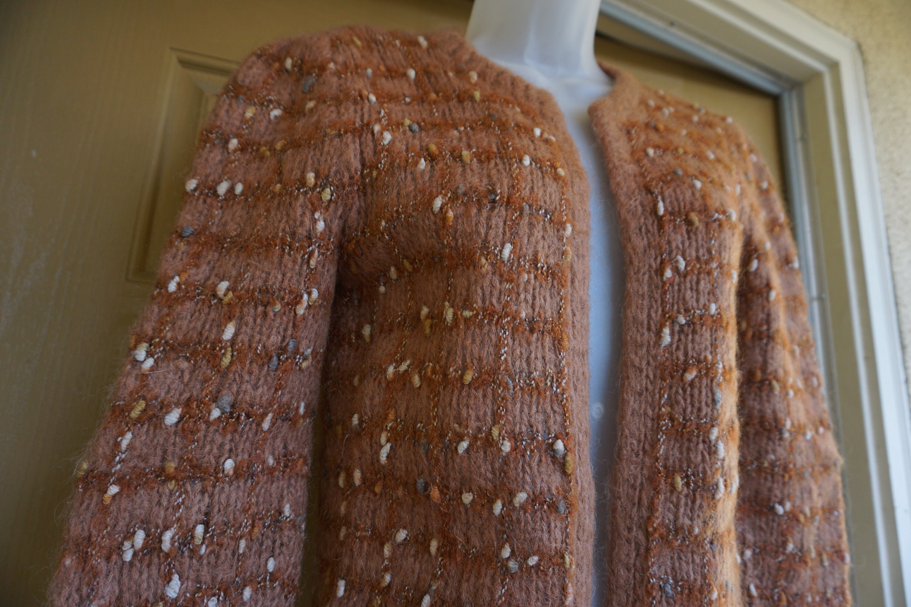 Mohair Blend Vintage Brown Wool Jacket Open Front 80S 90S 1980S 1990S Small