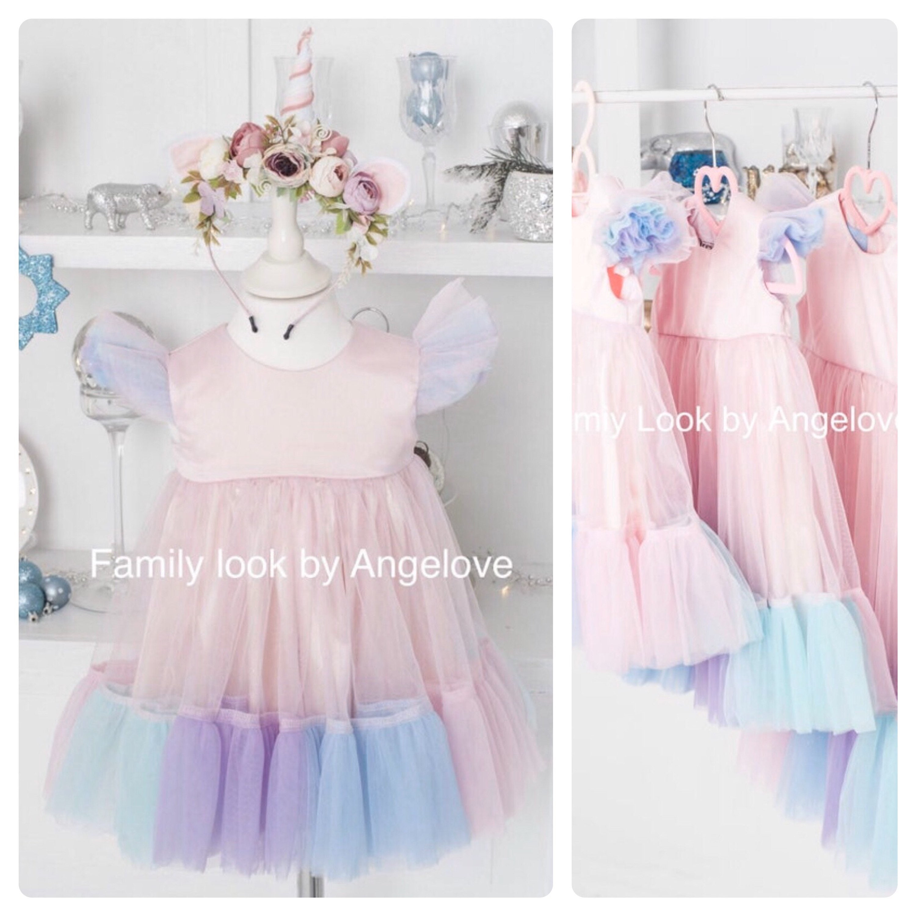 Rainbow Girls Birthday Dress - Tutu Multi-Colored Babygirl Toddler Infant