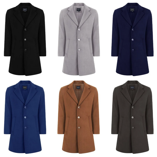 Men's Tailored Wool Blend Notch Collar Walker Car Coat Jacket
