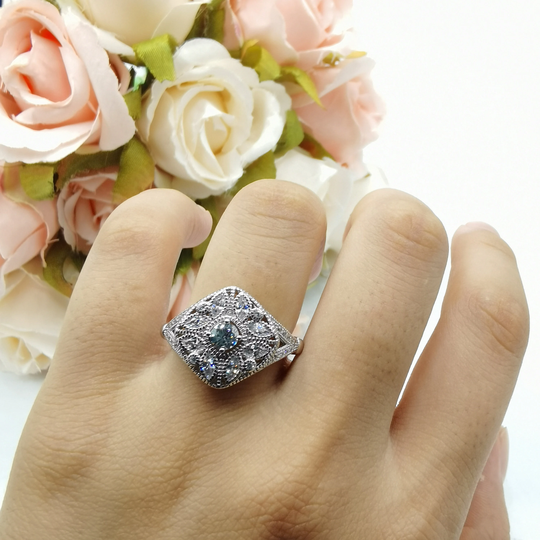 New Design Marquise Round Art Deco Wedding Engagement Ring Diamond Simulate Vintage 925 Sterling Silver Bridal Choose Color