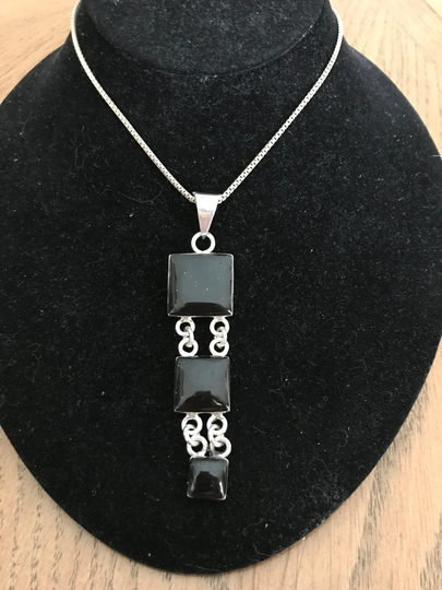 sterling Silver & Onyx Pendant Necklace, 20"