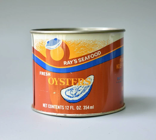 Oyster Can From Ray's Seafood in Crisfield Maryland 12 Ounce Size Advertising Tin