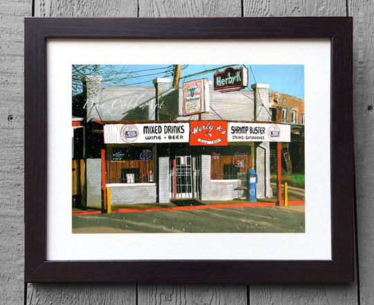 Seafood Bar & Grill Art "Herby K Days" Black Or Red Framed/Matted Prints, Signed Numbered