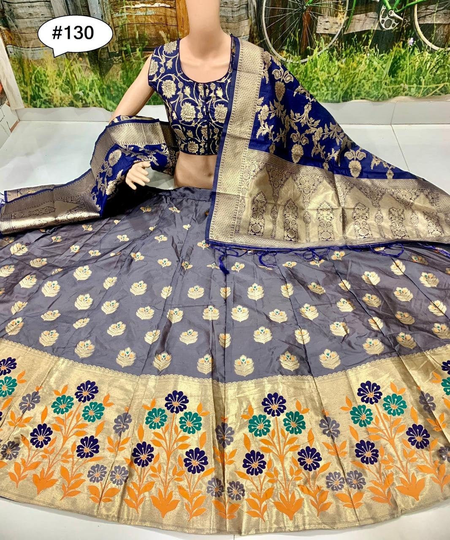 Exclusive Banarasi Silk Lehenga Inner Cancan Canvas Semi Stitch Choli Women's Lehenga Choli Lengha Wedding Bridal Wear
