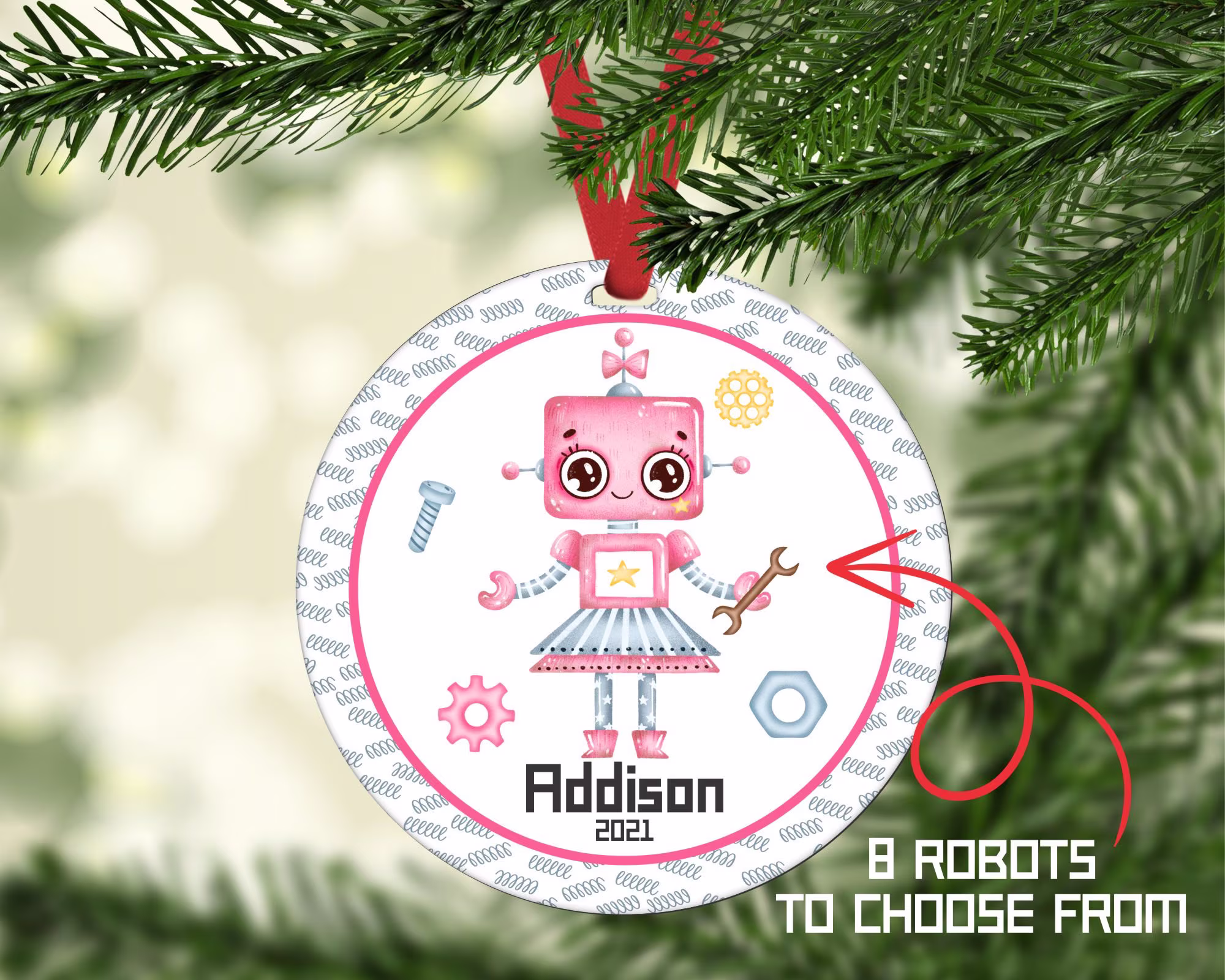 Personalized Robot Christmas Ornament, Keepsake Child Ornament