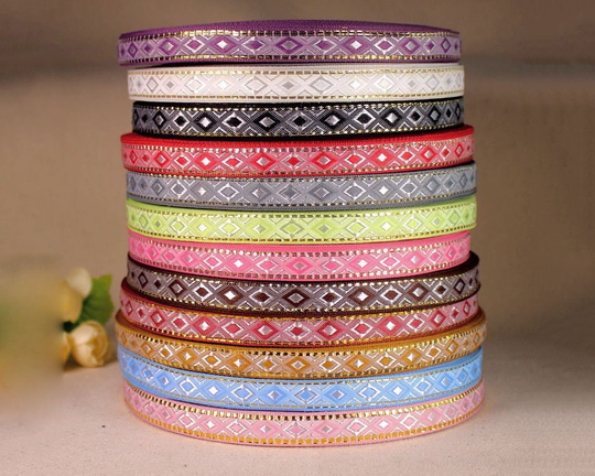Ethnic Ribbon Embroidery Trim, Lace Sewing Accessories, Embroidered Fabric Decor, Trim Silk, Woven Jacquard Webbing, Crafts Supplies