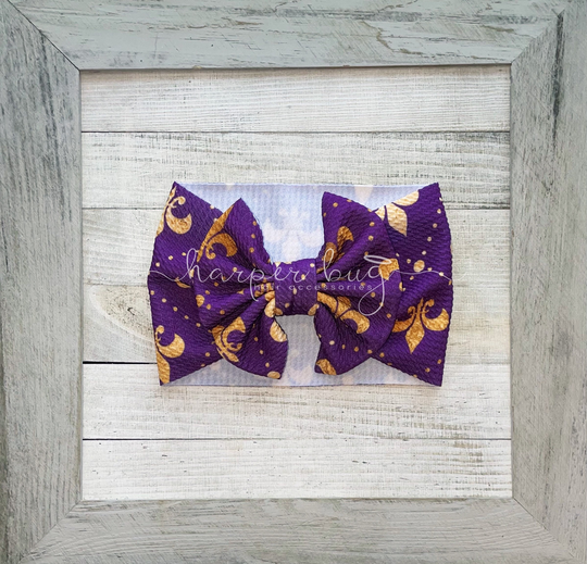 Mardi Gras/New Orleans/Louisiana/Girl/Skirted/Bummies/Liverpool/Textured/Baby/Headwraps/Large Bow/Headband