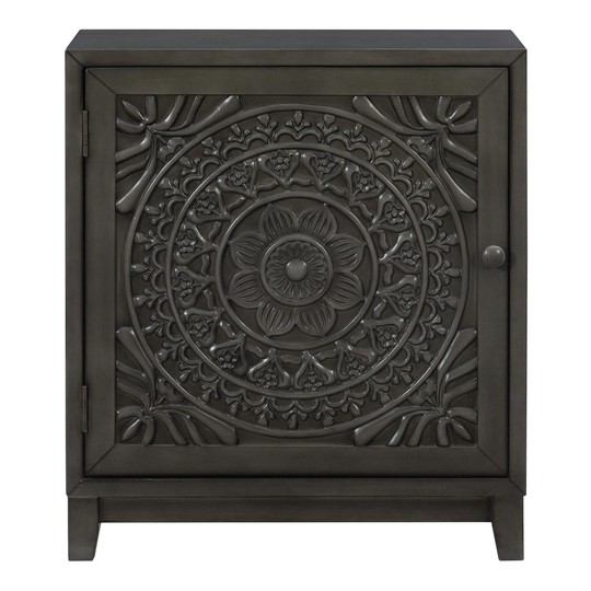 Small Carved Wood Medallion Lindsay Storage Cabinet: Gray by World Market
