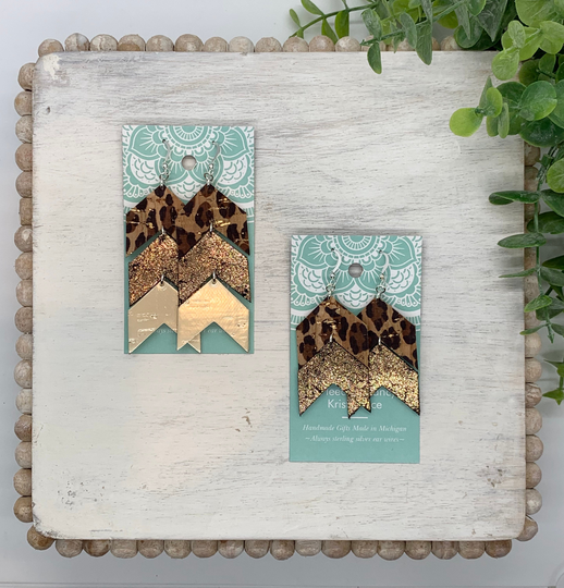Handmade Leopard Chevron Earrings