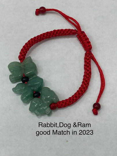 Year Of 2023 Good Luck Jade Zodiac Bracelet, Necklace For Rabbit