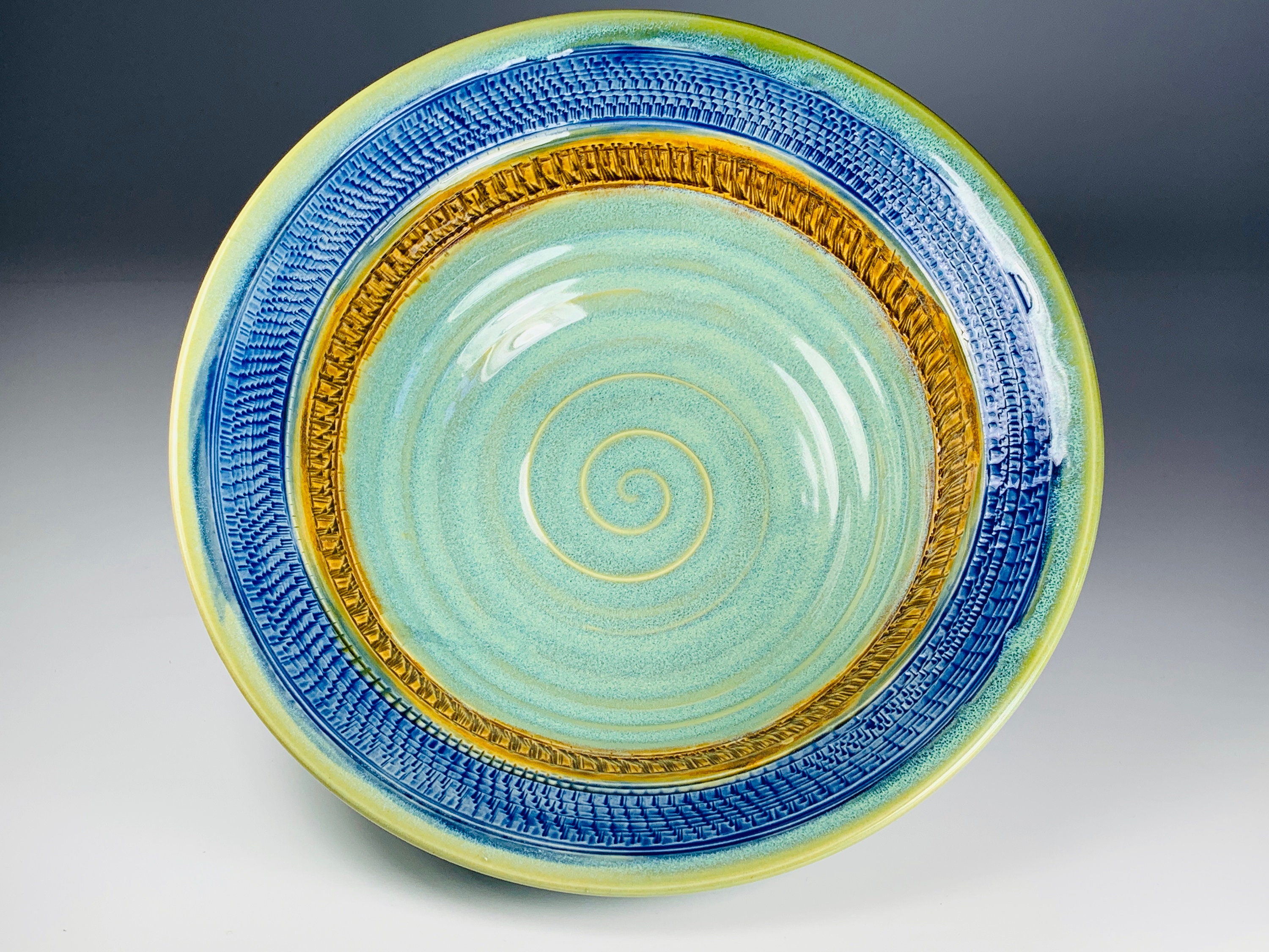 Blue & Green Serving Bowl Free Shipping Item #bowl 14