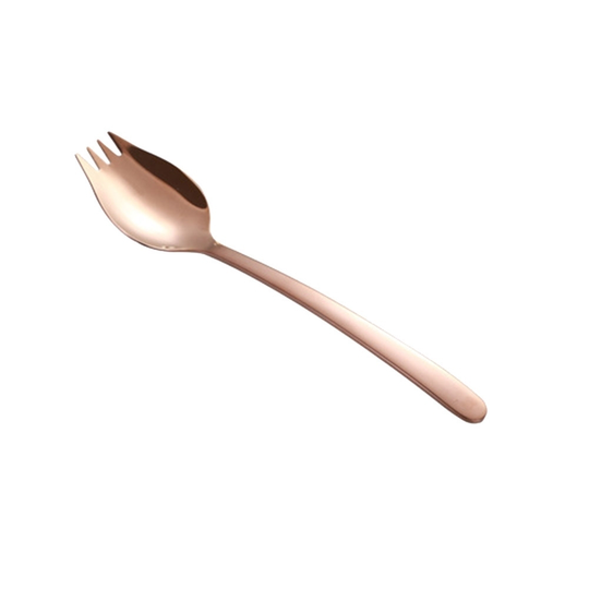 2 in 1 Stainless Steel Spork Salad Noodles Fork Spoon Travel Picnic Tableware - rose golden