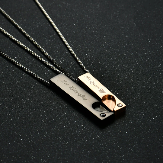Her King His Queen Necklace Matching Necklaces, I Love You Gifts For Valentines Day, Couple Necklaces Him And