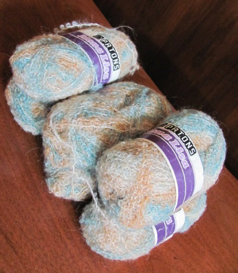 Vintage 60's 6 Wool Blend Balls Of Yarn - 77% Wool Mona Lisa Patons Soft Peacock Blue, Camel, Taupe Needlework Crafting Knitting
