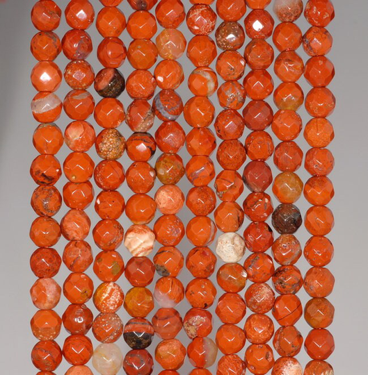 4mm Red Brecciated Jasper Gemstone Faceted Round Loose Beads 15 Inch Full Strand | 80002002-A66