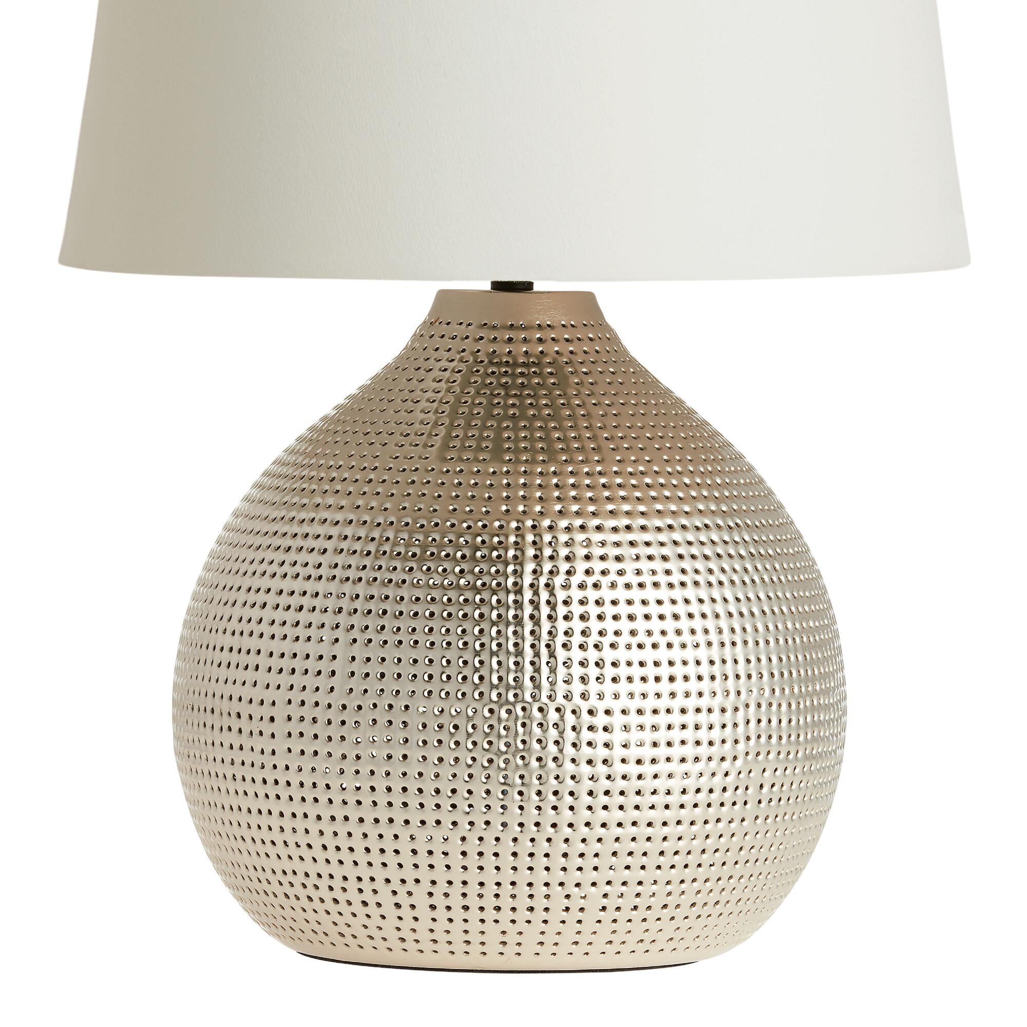 Pewter Punched Metal Prema Table Lamp Base by World Market