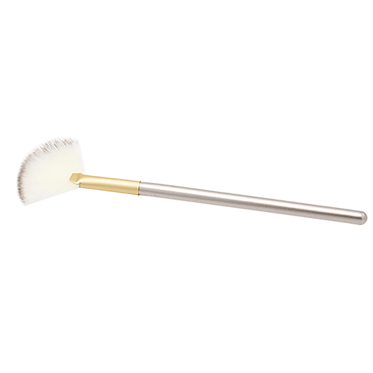 Pro Fan Shape Makeup Cosmetic Brush Blending Highlighter Face Powder Tool - silver