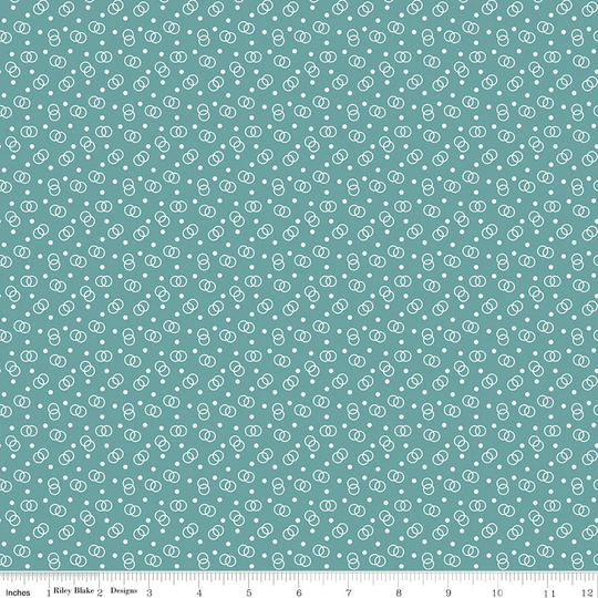 Ring Toss - Cook Book Fabric Collection By Lori Holt For Riley Blake Designs C11762 Teal 1/2 Yard