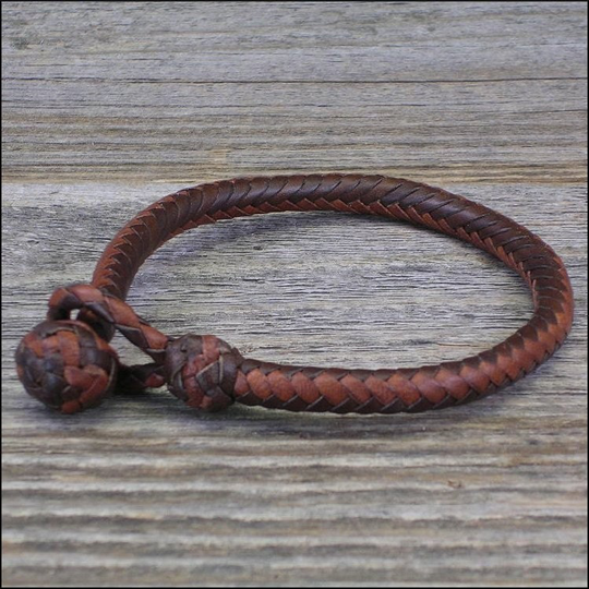10 Strand Herringbone Braid Leather Bracelet