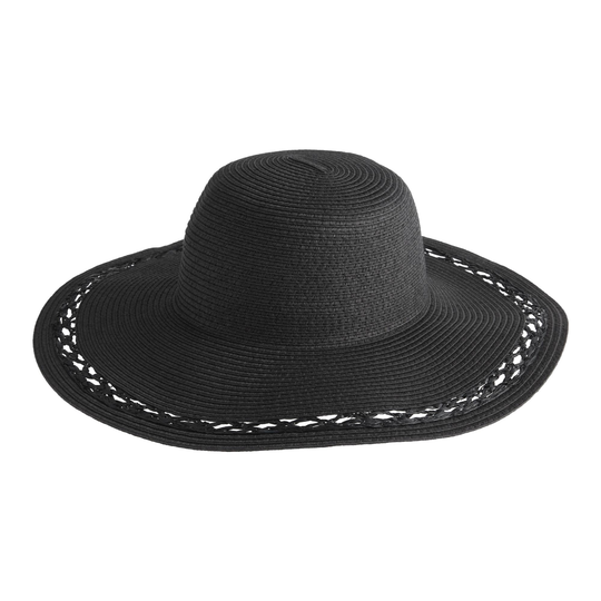 Black Straw Open Weave Sun Hat by World Market