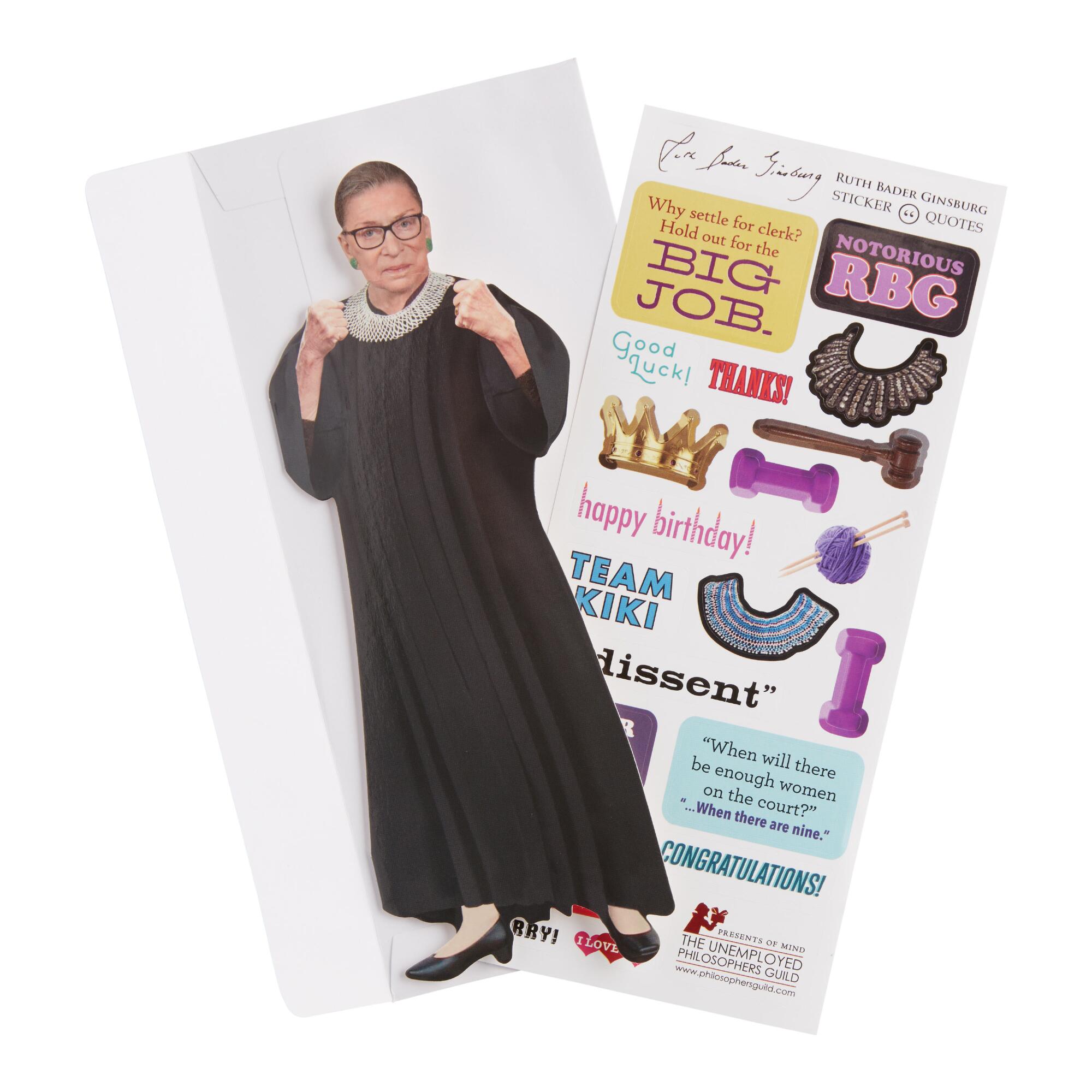 RBG Die Cut Card With Stickers Set of 2: Multi - Paper by World Market